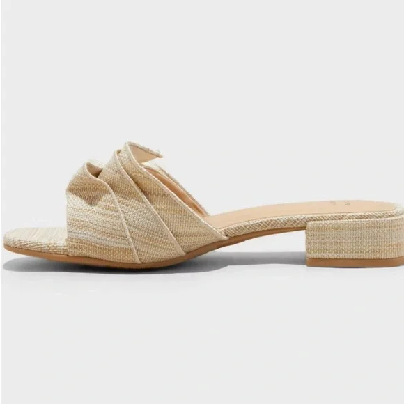 A New Day Lyta Sandals Beige Tan Raffia Sandal Slide Never Worn Size 10 - Picture 2 of 12